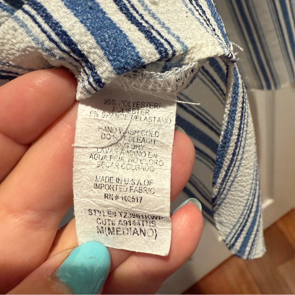 Soprano Blue and White Striped Off-Shoulder Blouse - Picture 6 of 6